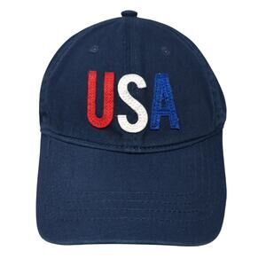 USA Slideback Baseball Cap Blue OS Adjustable Embroidered Patriotic Old Navy